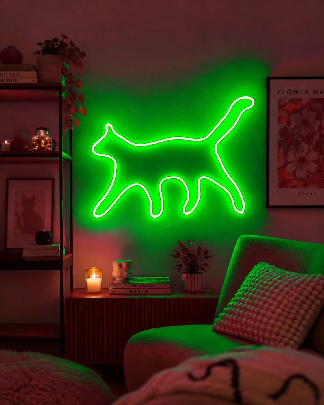 Studyo Yora Kedi Figürlü LED Neon Duvar Tablosu