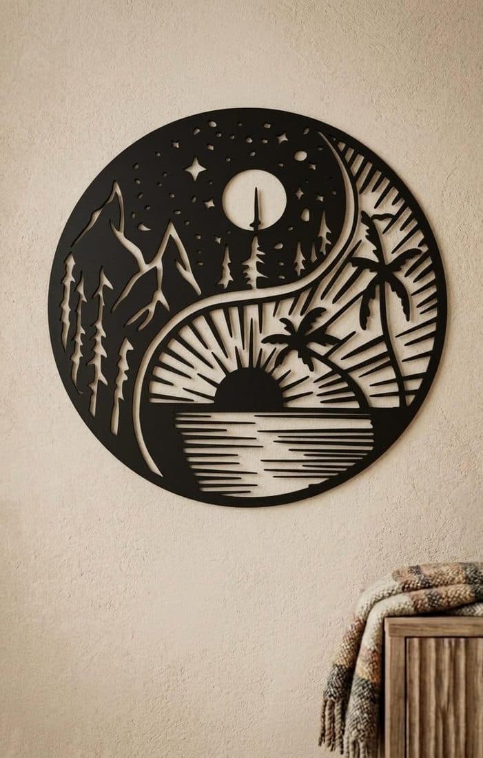Yin Yang 6mm Kalın MDF Duvar Tablosu