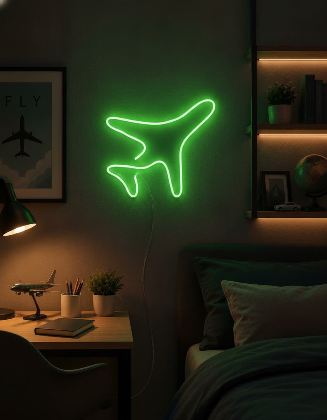 Studyo Yora Uçak Figürlü LED Neon Duvar Tablosu