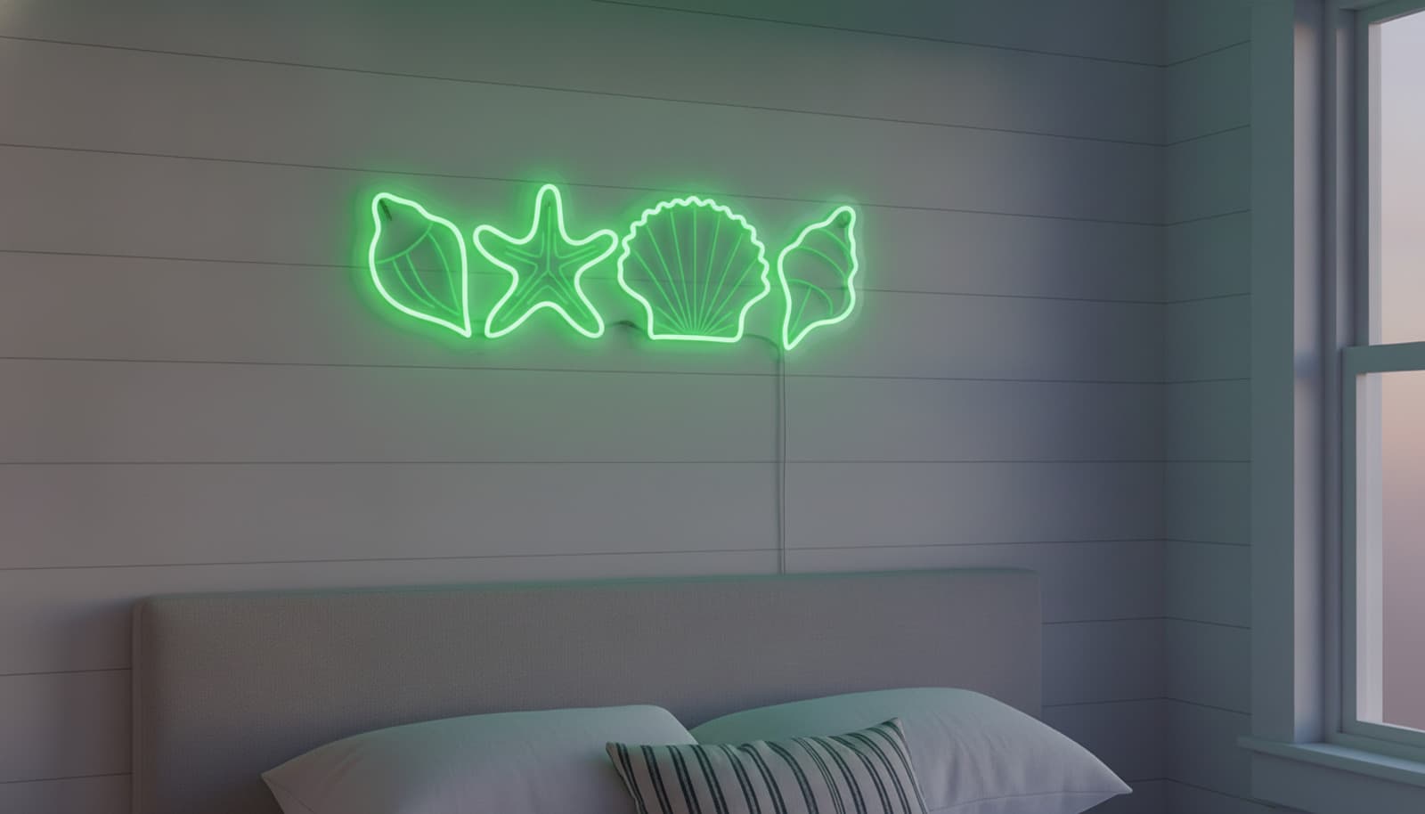 Studyo Yora Deniz Kabuğu Figürlü LED Neon Duvar Tablosu