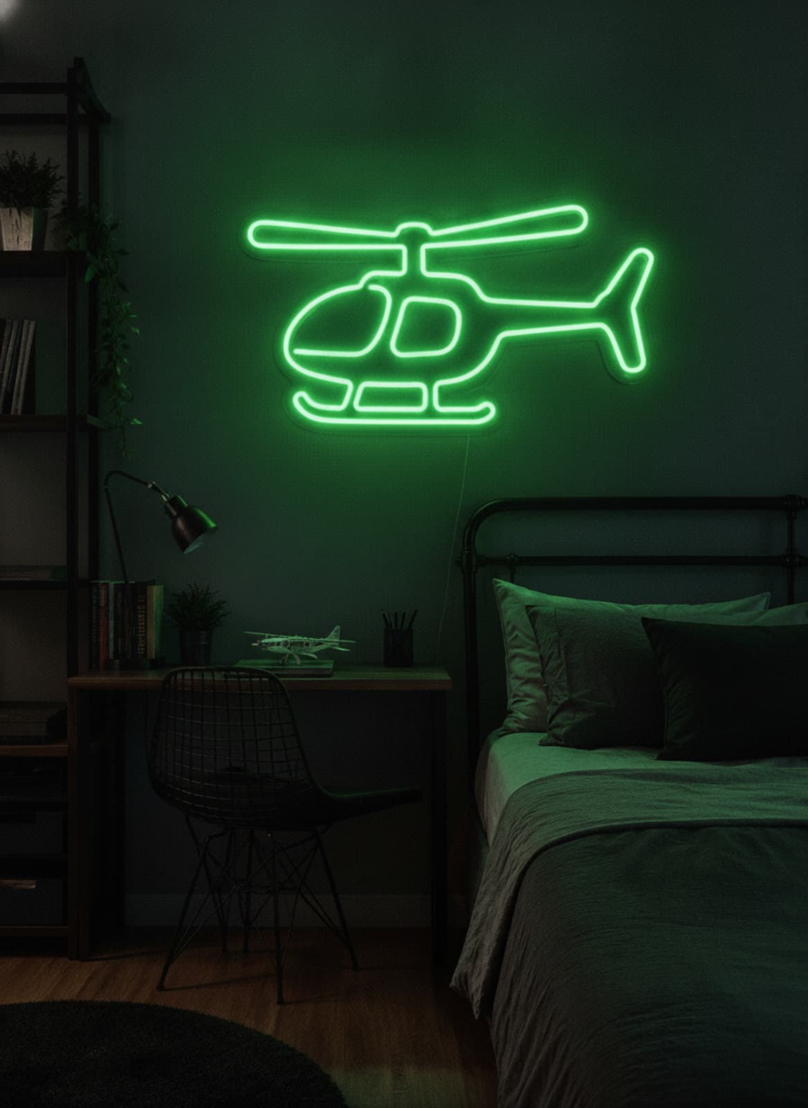 Studyo Yora Helikopter Figürlü LED Neon Duvar Tablosu