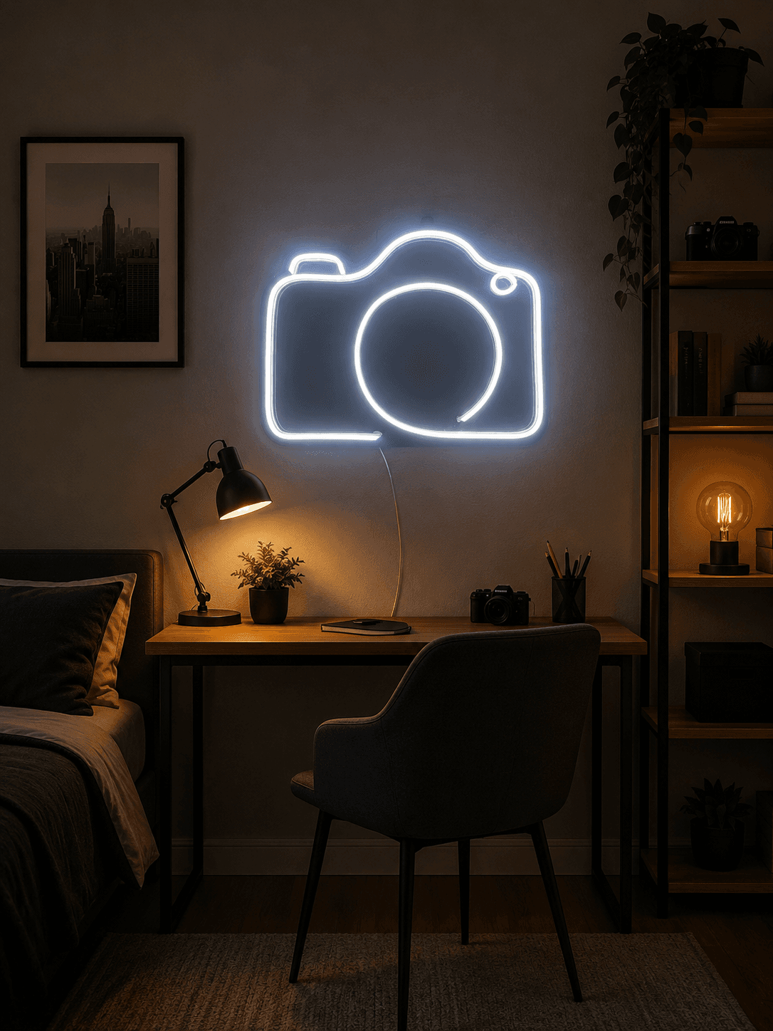 Studyo Yora Kamera Figürlü LED Neon Tablo