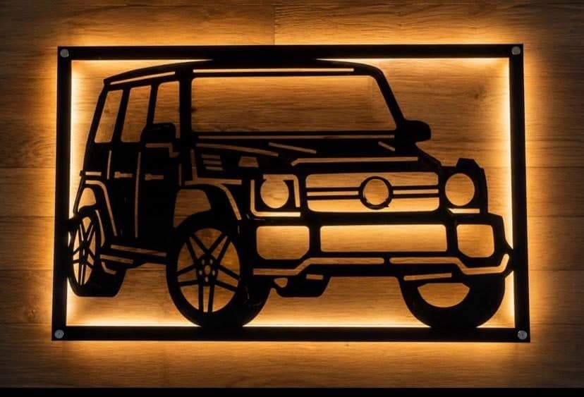 Klasik Araba LED Aydınlatmalı Tablo