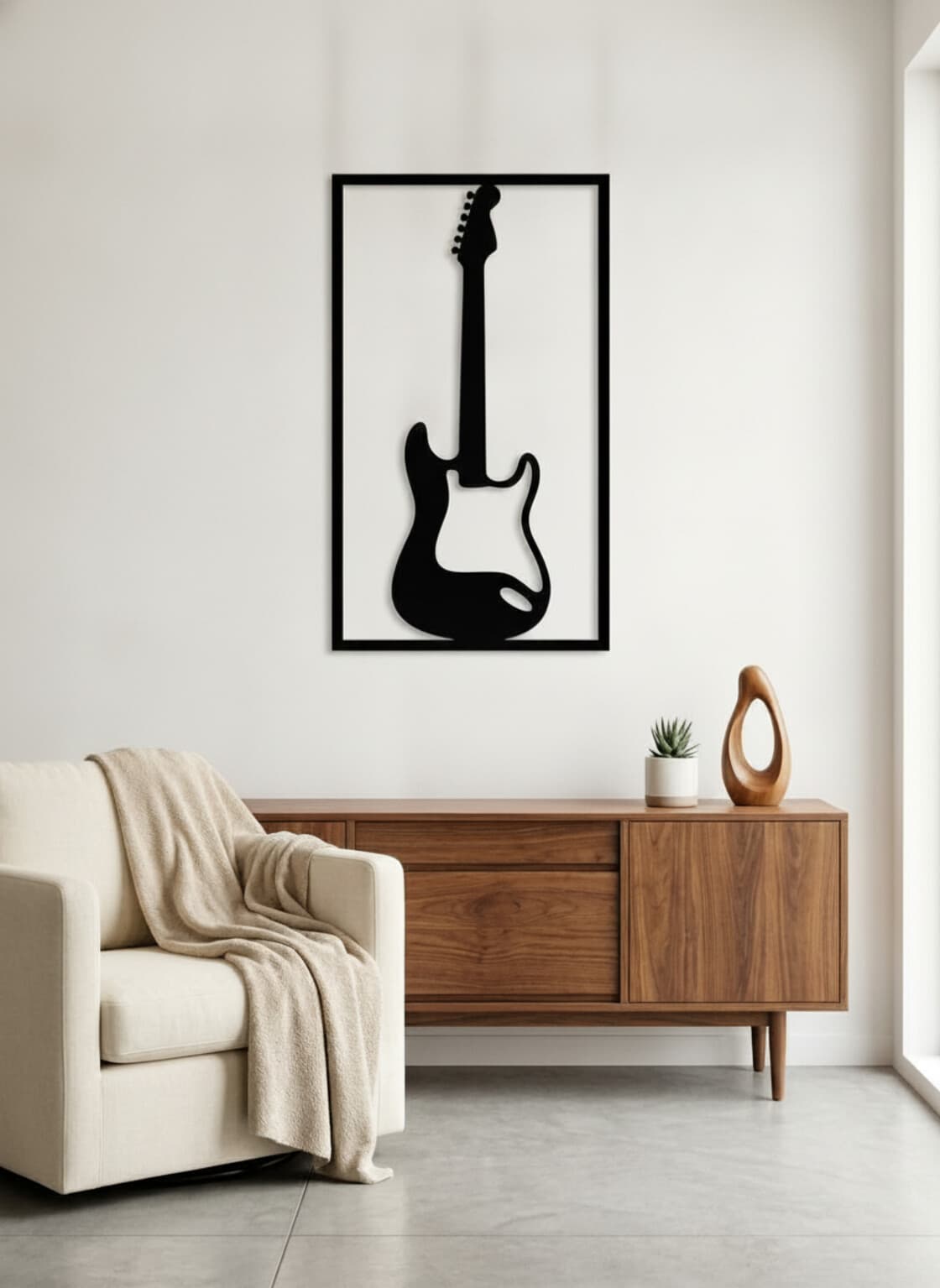 Elektro Gitar Figürlü 6mm Kalın MDF Duvar Tablosu