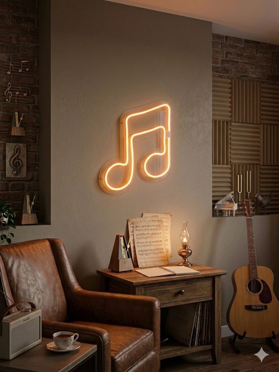 Amber Müzik Notası LED Neon Tablo