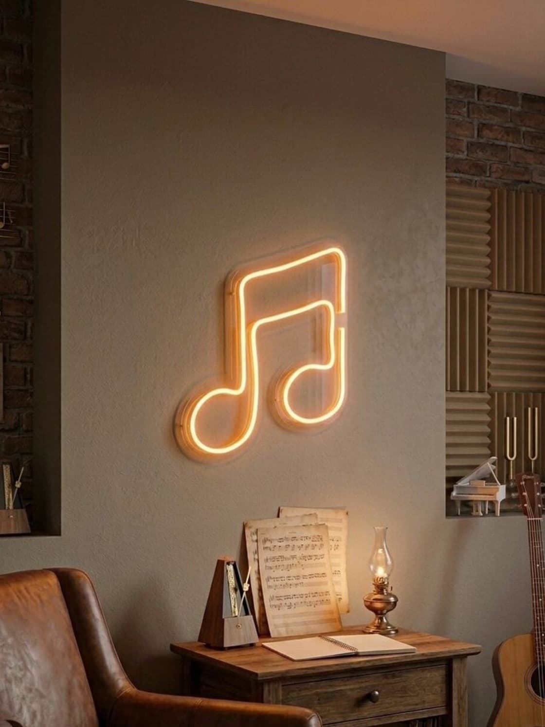 Amber Müzik Notası LED Neon Tablo