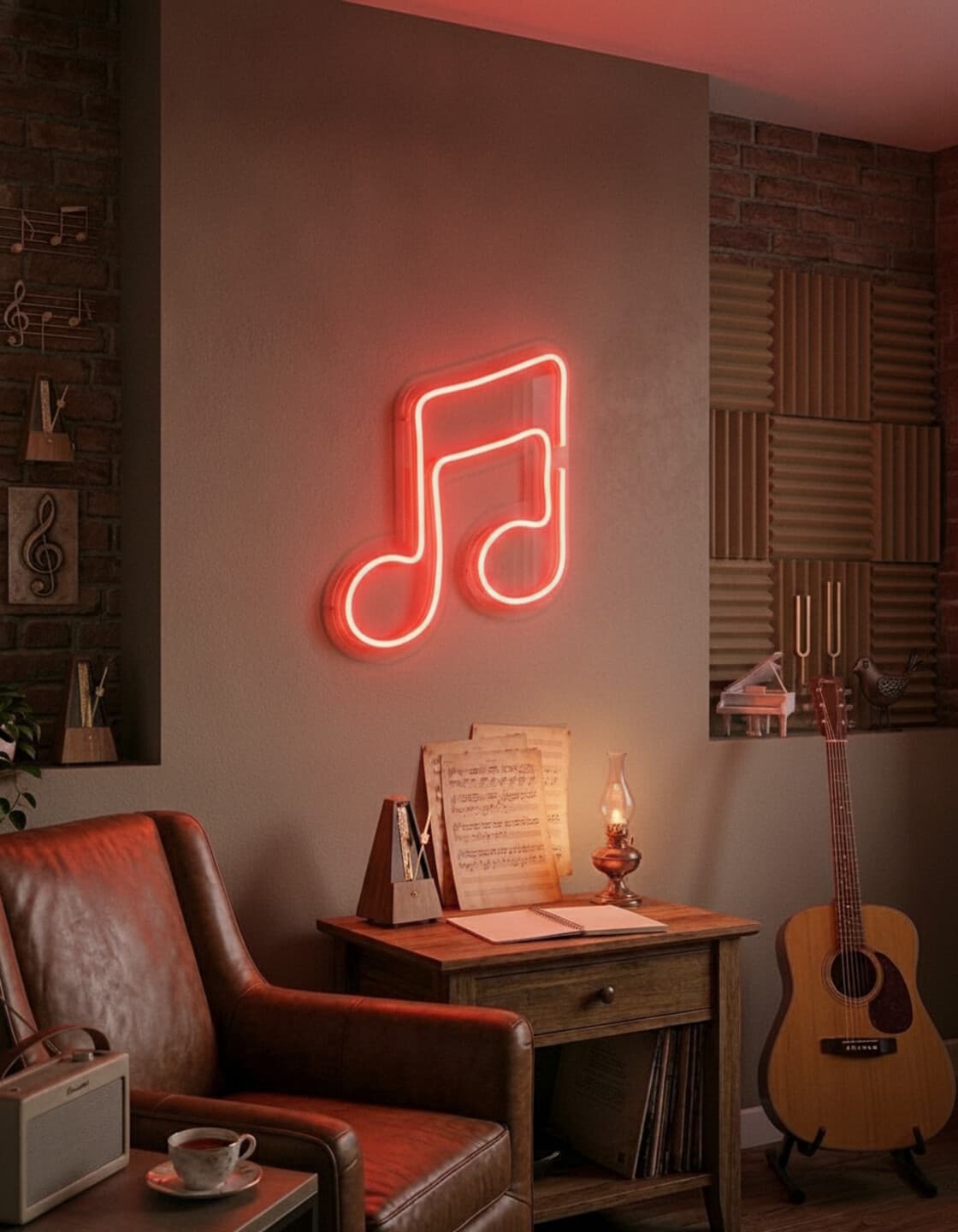 Kırmızı Müzik Notası LED Neon Tablo
