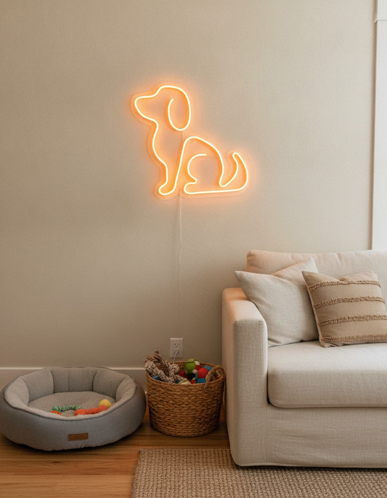 Studyo Yora Köpek Figürlü LED Neon Duvar Tablosu