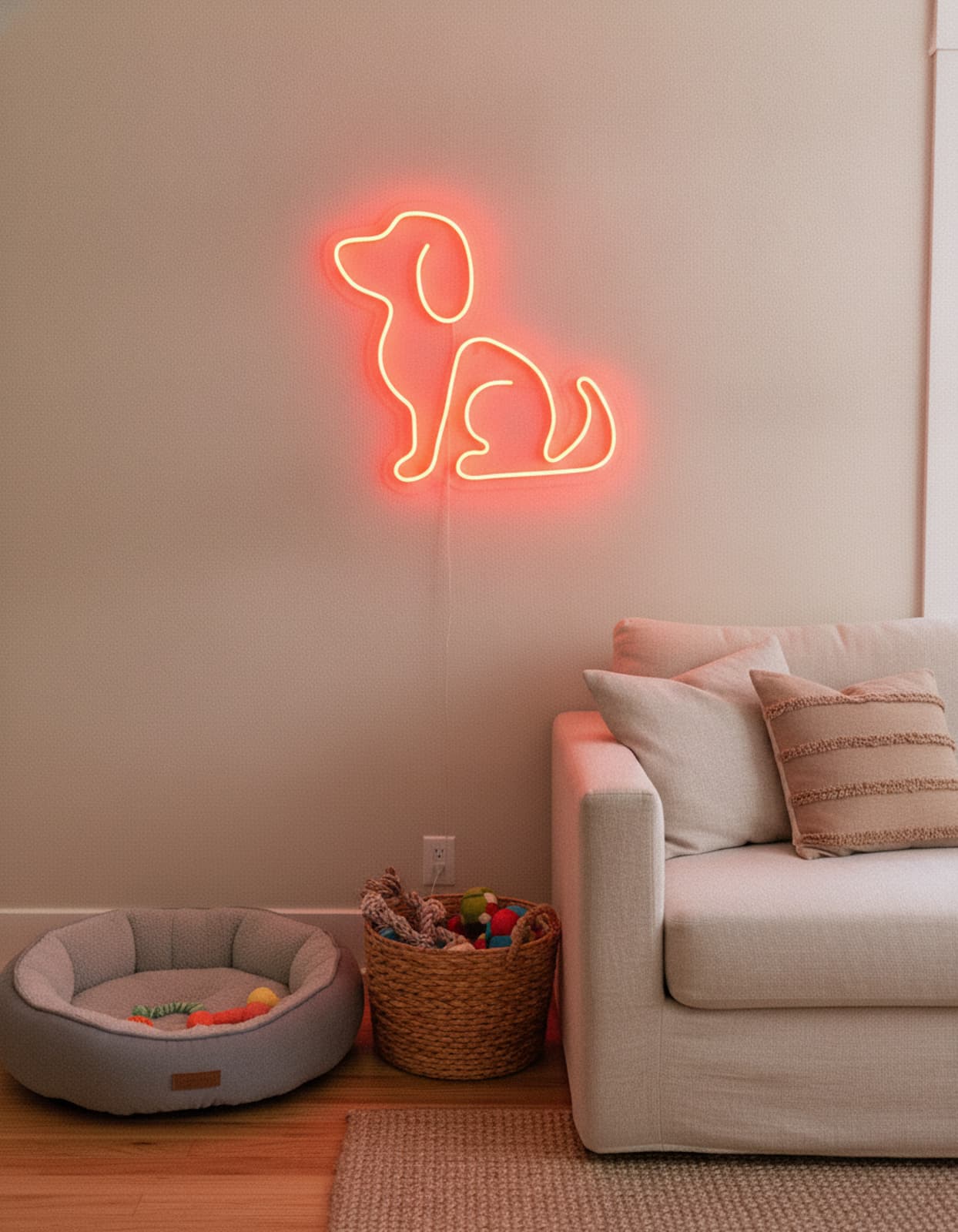 Studyo Yora Köpek Figürlü LED Neon Duvar Tablosu