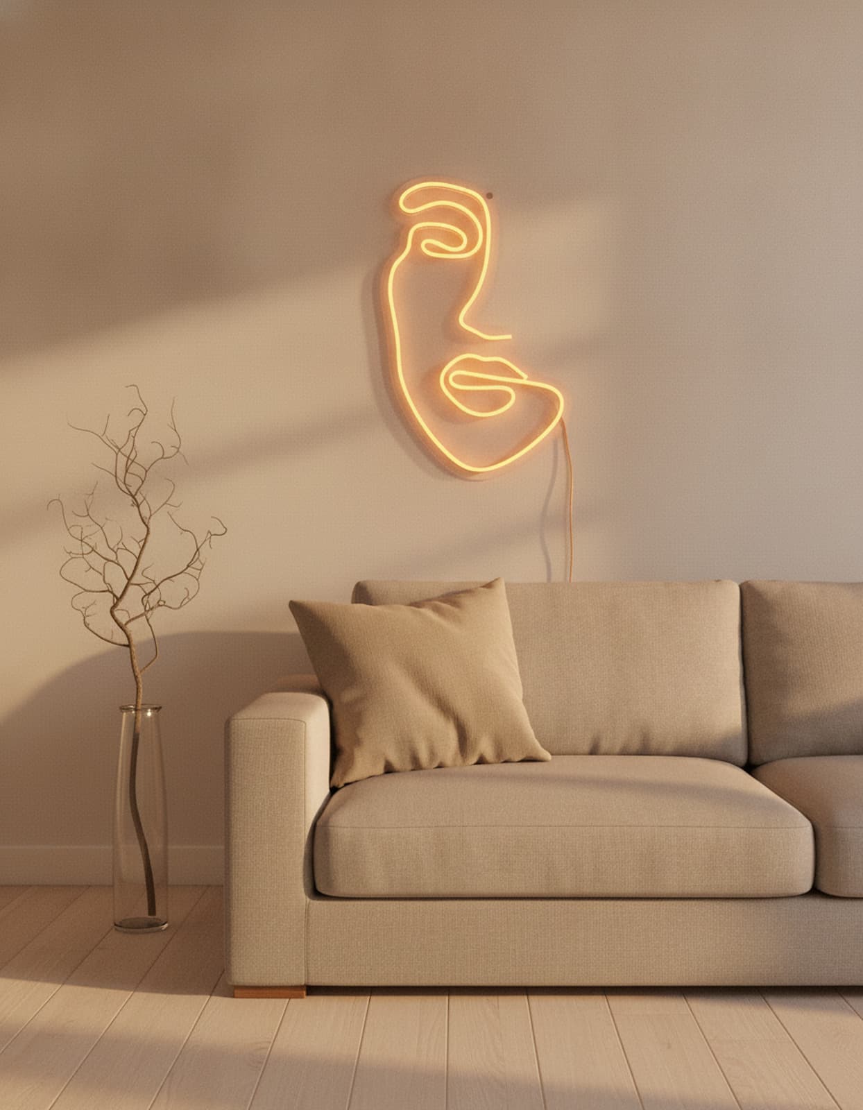 Studyo Yora Soyut Yüz Figürlü LED Neon Duvar Tablosu
