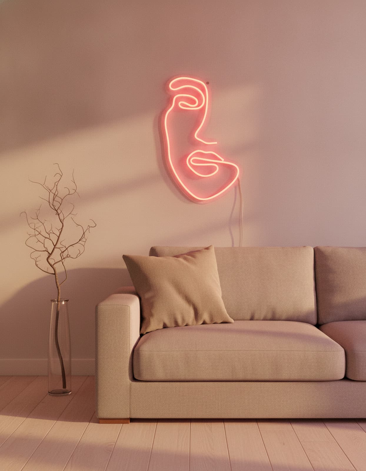 Studyo Yora Soyut Yüz Figürlü LED Neon Duvar Tablosu