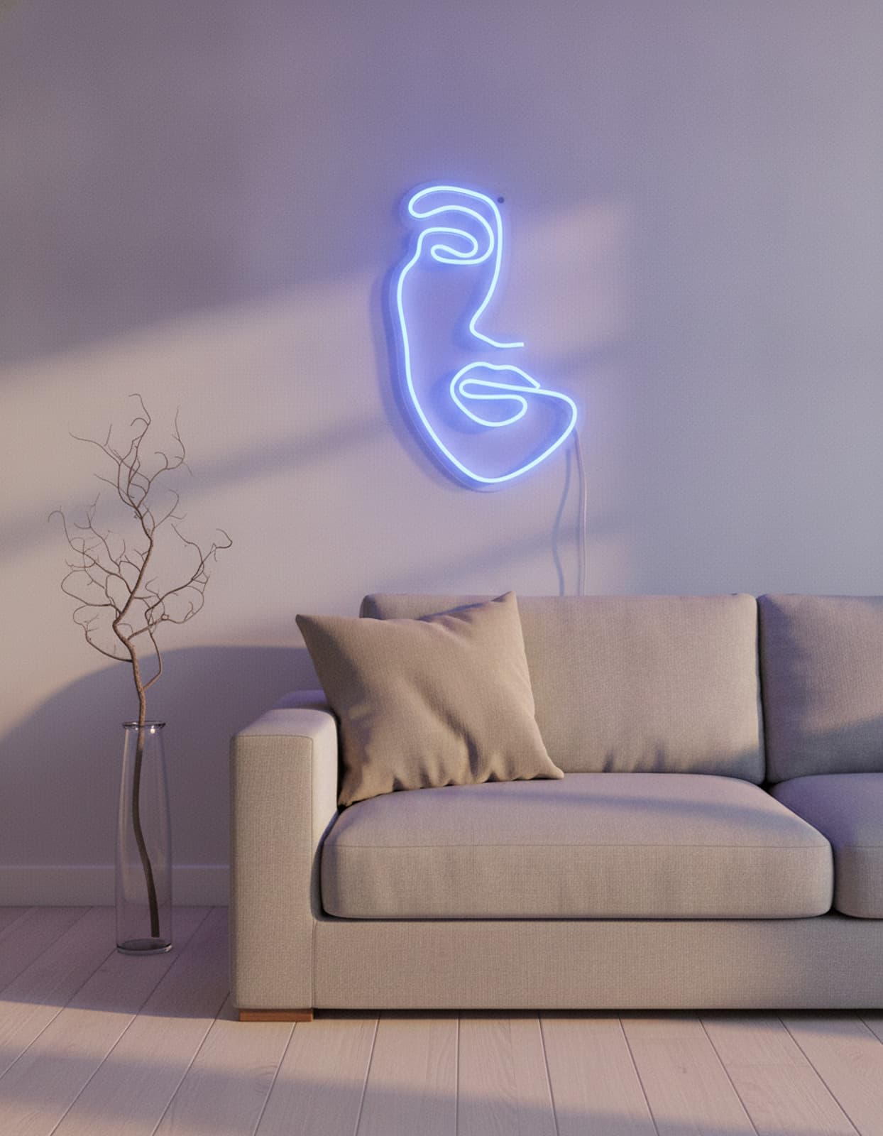 Studyo Yora Soyut Yüz Figürlü LED Neon Duvar Tablosu