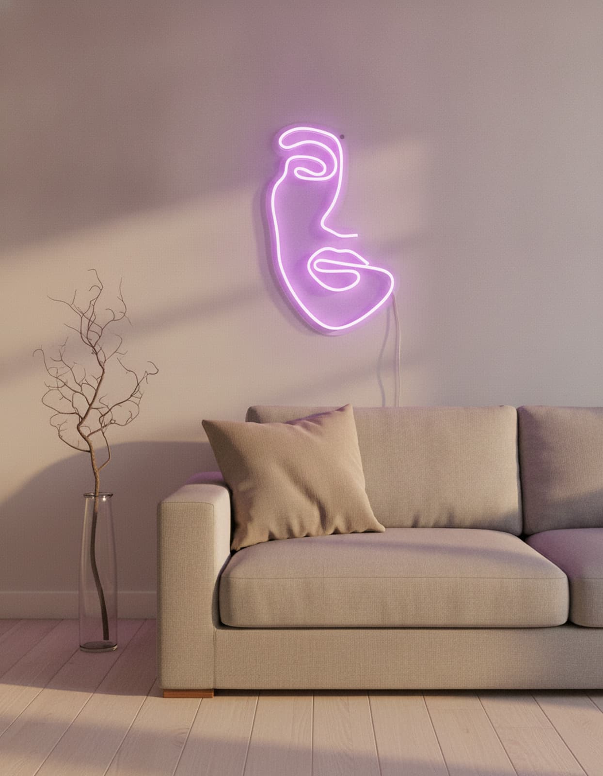Studyo Yora Soyut Yüz Figürlü LED Neon Duvar Tablosu