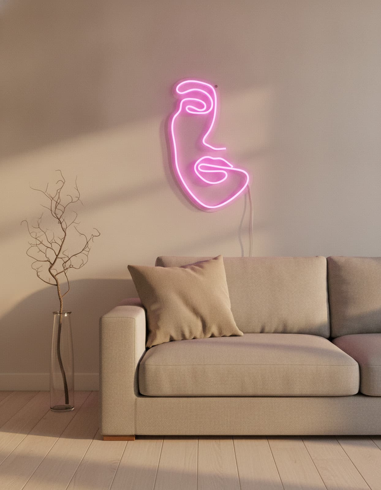 Studyo Yora Soyut Yüz Figürlü LED Neon Duvar Tablosu
