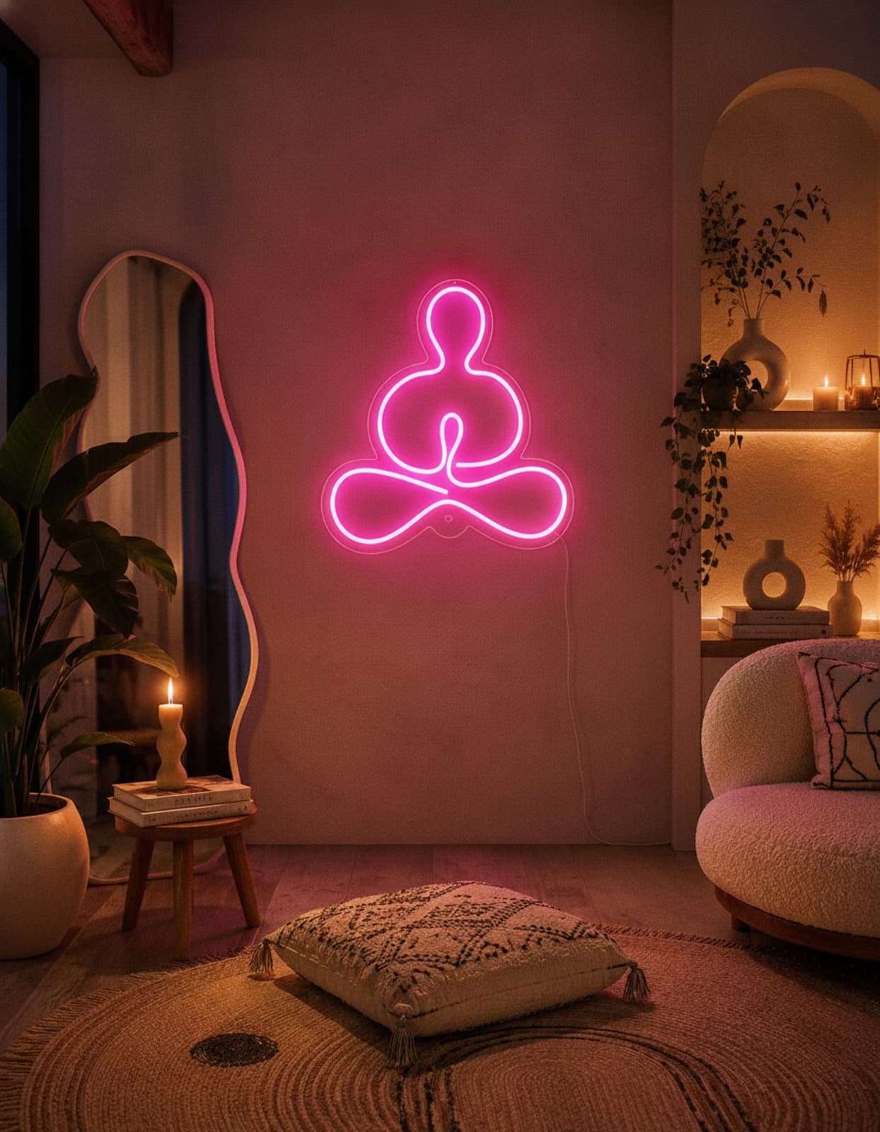 Studyo Yora Yoga Meditasyon Figürlü LED Neon Duvar Tablosu