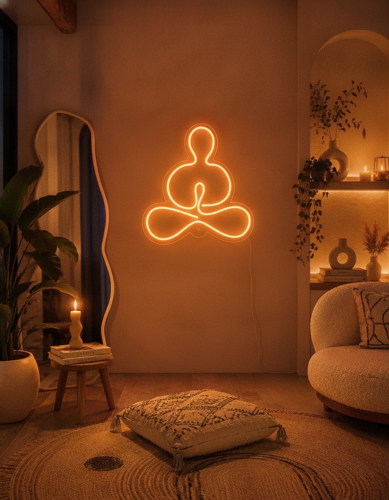 Studyo Yora Yoga Meditasyon Figürlü LED Neon Duvar Tablosu