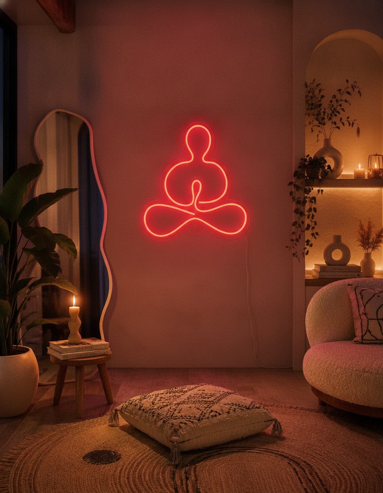 Studyo Yora Yoga Meditasyon Figürlü LED Neon Duvar Tablosu