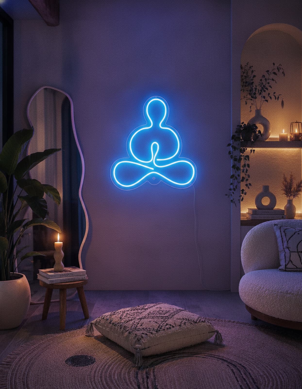 Studyo Yora Yoga Meditasyon Figürlü LED Neon Duvar Tablosu