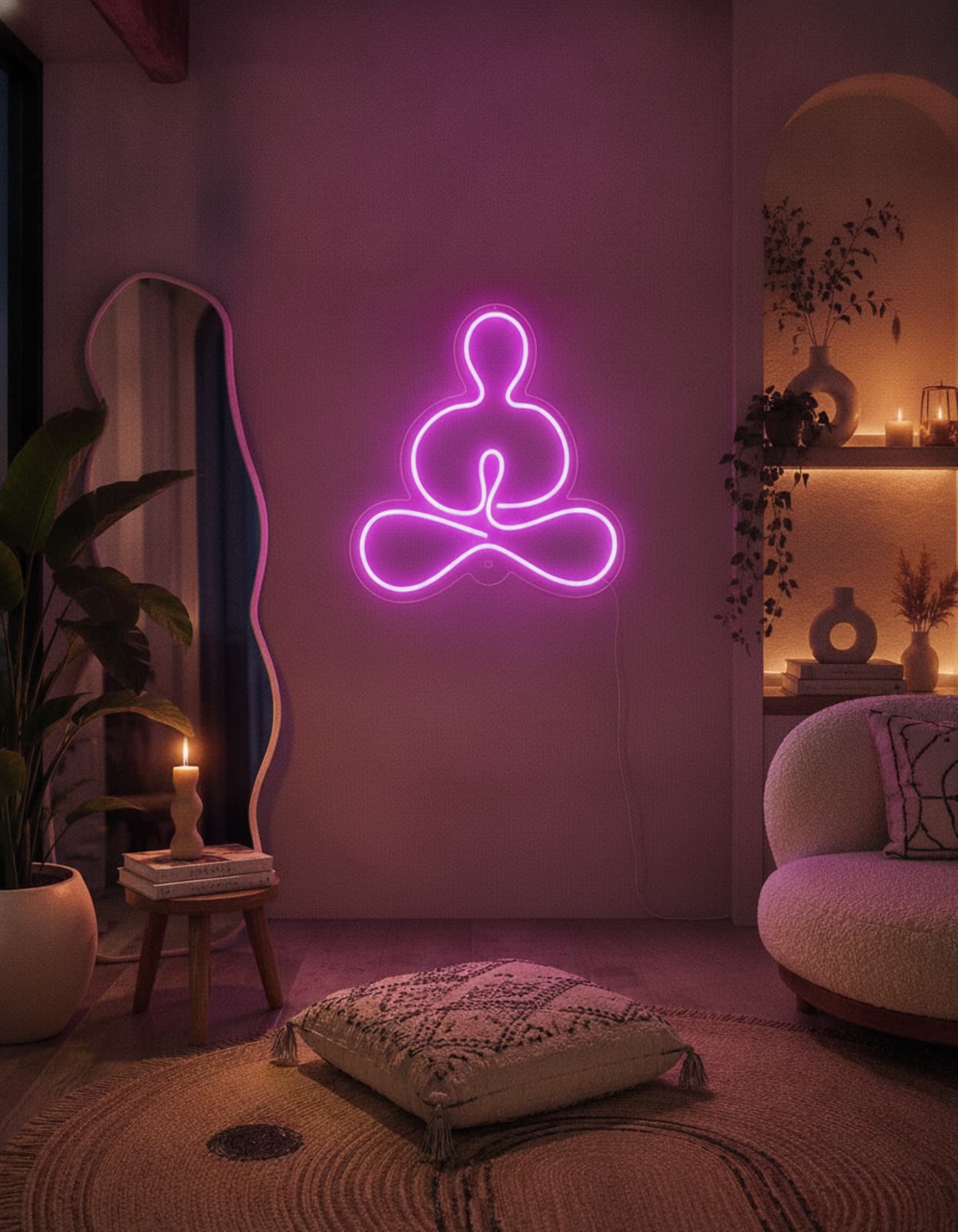 Studyo Yora Yoga Meditasyon Figürlü LED Neon Duvar Tablosu