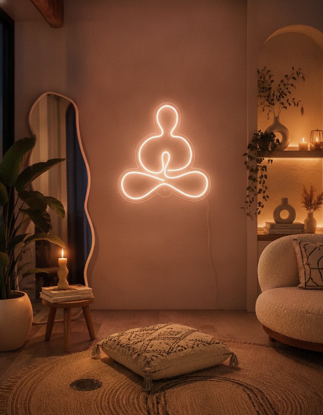 Studyo Yora Yoga Meditasyon Figürlü LED Neon Duvar Tablosu