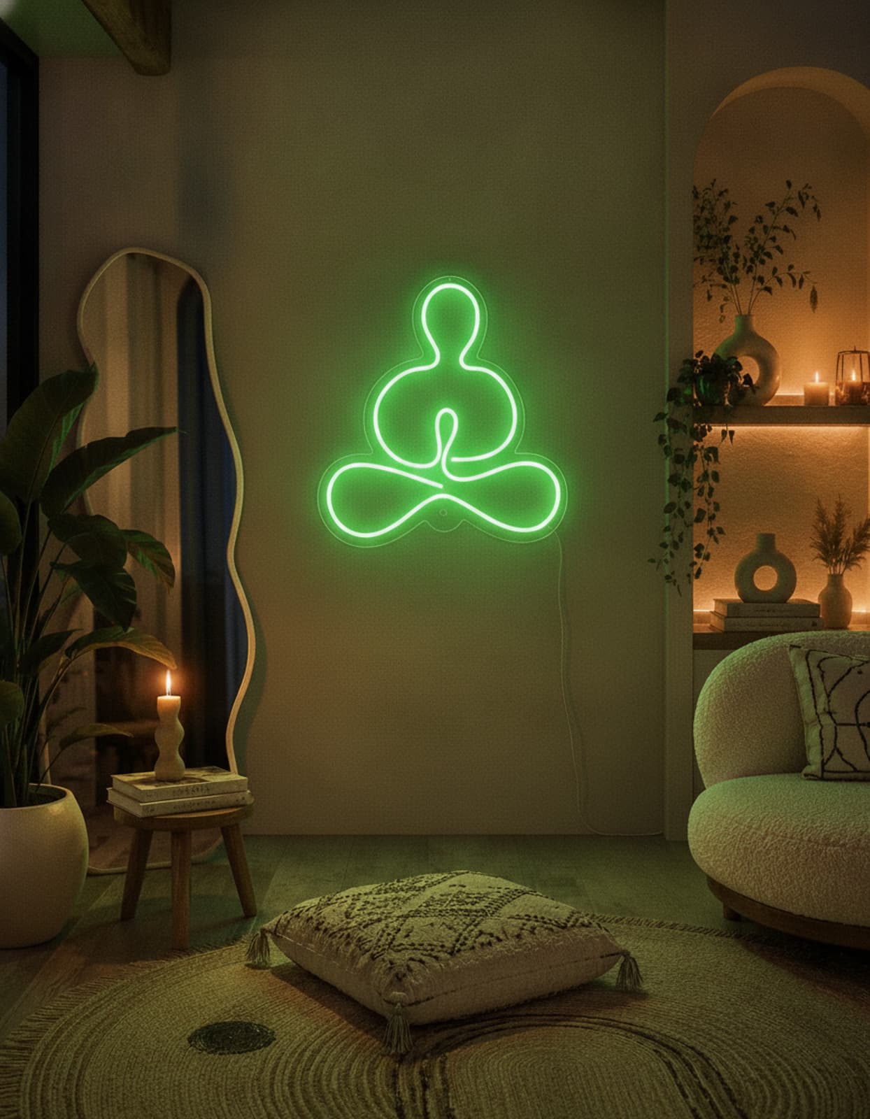 Studyo Yora Yoga Meditasyon Figürlü LED Neon Duvar Tablosu